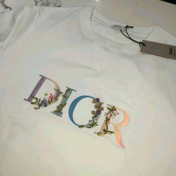 SOLD Christian Dior Flower Embroidered T shirr - Picture 2 of 4